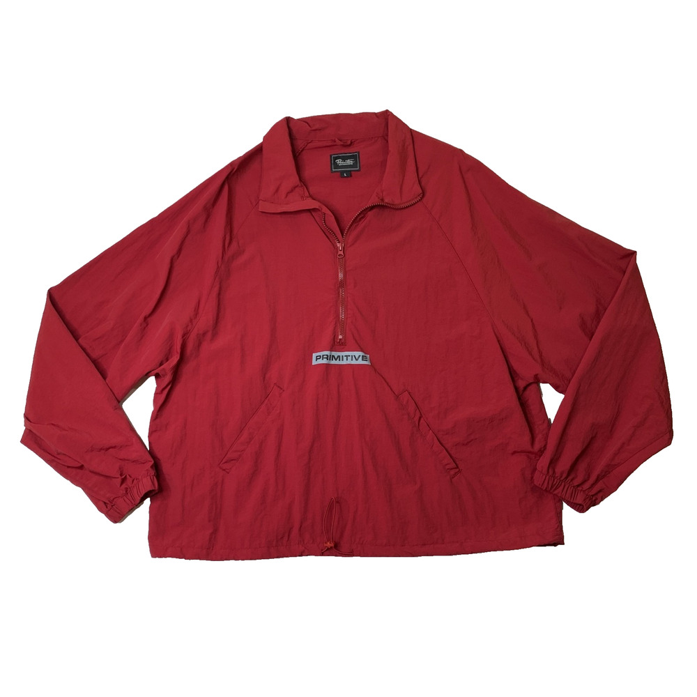 Primitive Skateboarding Jacket Mens Large Rich Red Half Zip Windbreaker Pullover